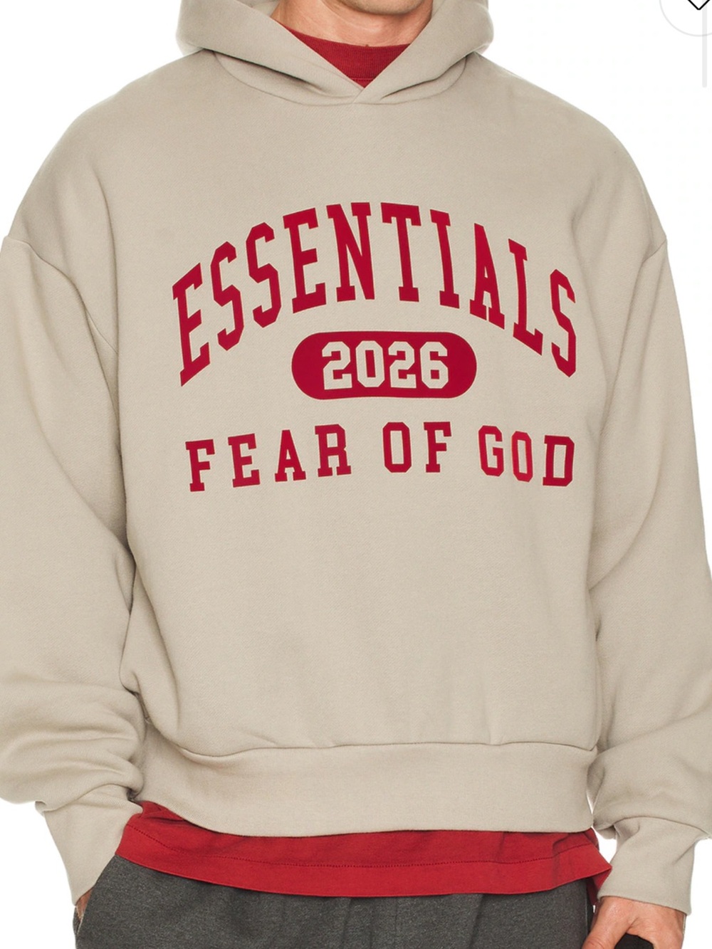 Fear of God Crewneck Sweatshirt in Sand with Red Print